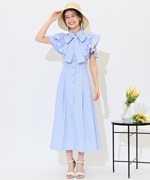WILLSELECTION ワンピース ラッフルスリーブリボンタイ