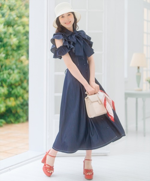 LOVESHACKFANCY ミニ ドレス リボン タイ ワンピース Sのみ即納][instock]【RANS】ミニ/ドレス/ワンピース/ピンク