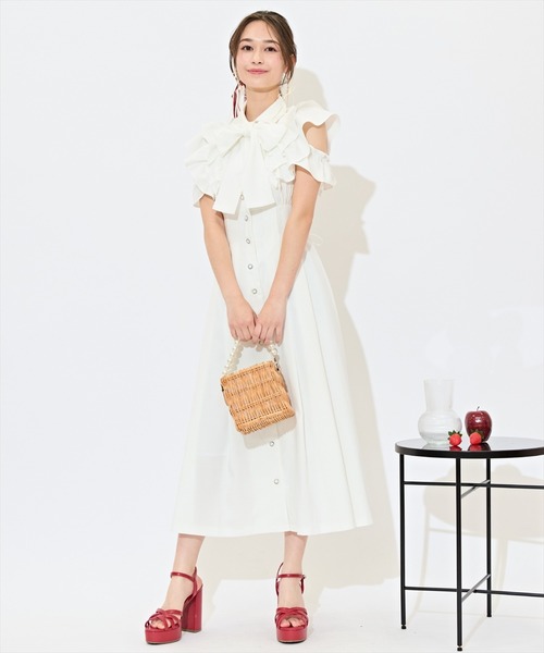 WILLSELECTION ワンピース ラッフルスリーブリボンタイ