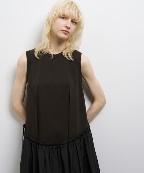 LANVIN en Bleu ワンピース タフタコンビカットソーワンピース