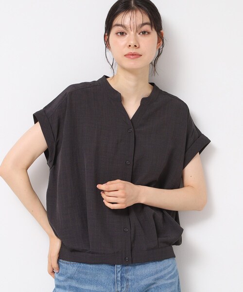 ブラウス シャツ フレンチスリーブショートトップス レディース titivate（ティティベイト）の「フレンチスリーブショートシャツ