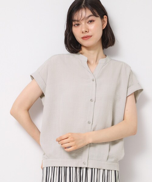 ブラウス シャツ 「洗えるブラウス」フレンチスリーブカットソー レディース any SiS ブラウス シャツ 「洗える」ダブルボタンフレンチ