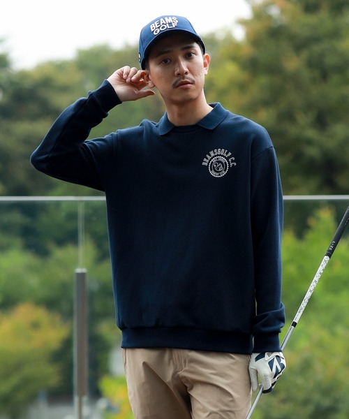 【美品】BEAMS GOLF 襟付き プルオーバー　スウェット　トレーナー 美品】BEAMS GOLF 襟付き プルオーバー スウェット トレーナー BEAMS