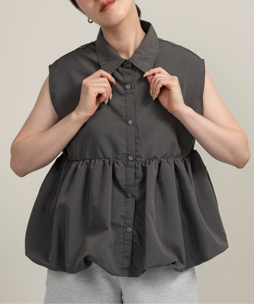 ブラウス シャツ nosleeve balloon shirt / ノースリーブバルーンシャツ レディース