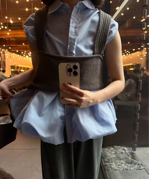 lawgy（ラウジー） ブラウス シャツ nosleeve balloon shirt