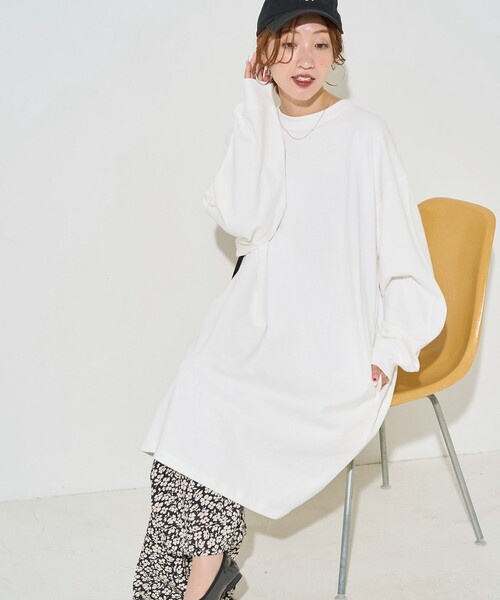 ワンピース 限定展開　ビッグシルエット ロング スリーブ Tシャツ ミニ ワンピース | FREAK'S STORE | 01