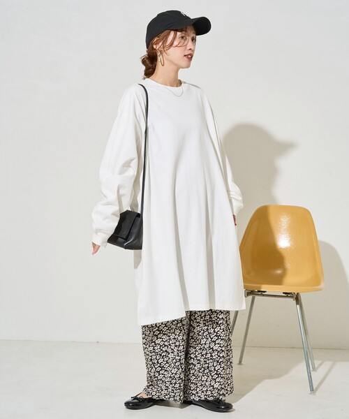 ワンピース 限定展開　ビッグシルエット ロング スリーブ Tシャツ ミニ ワンピース | FREAK'S STORE | 21