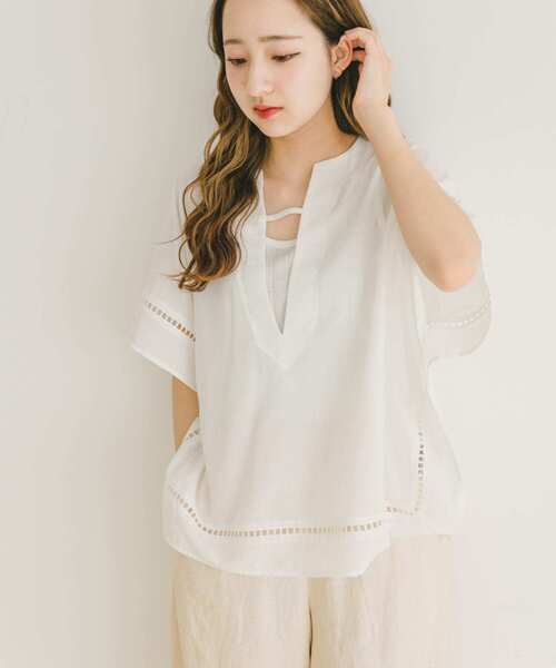 「ITEMS URBANRESEARCH」 半袖ブラウス FREE ブラック レディース_画像2