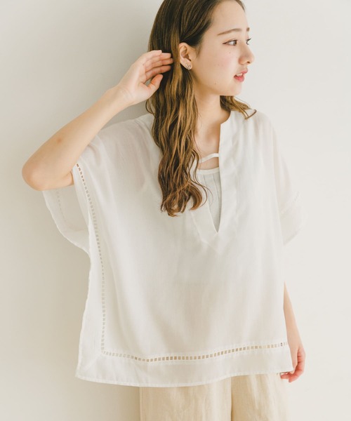 「ITEMS URBANRESEARCH」 半袖ブラウス FREE ブラック レディース_画像4