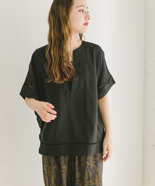 「ITEMS URBANRESEARCH」 半袖ブラウス FREE ブラック レディース_画像8