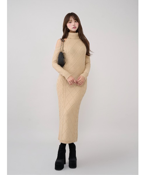 Darich（ダーリッチ） ワンピース オープンショルダーケーブルニット