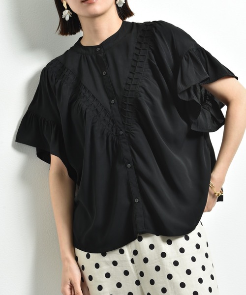 「INTERPLANET」 半袖ブラウス FREE オフホワイト レディース_画像4