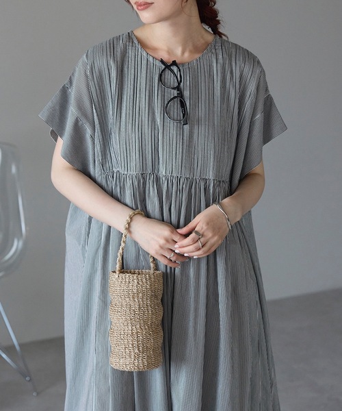 「＆HALF」 「Worldclass」半袖ワンピース L ホワイト系その他 レディース_画像8