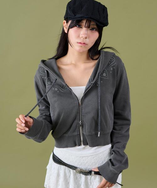 dispark パーカー DISPARK/スタッズデザインWジップPK レディース