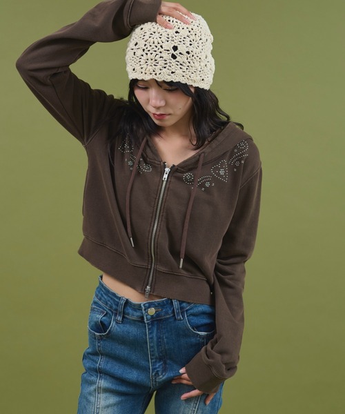 dispark パーカー DISPARK/スタッズデザインWジップPK レディース 