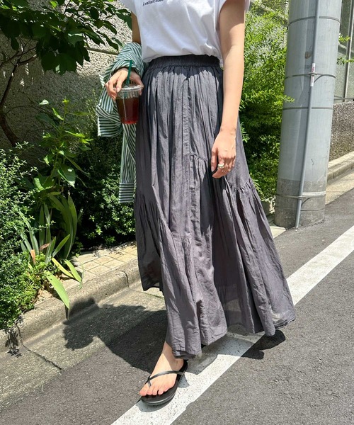 「andme」 「alma design」スカート M チャコールグレー レディース_画像5