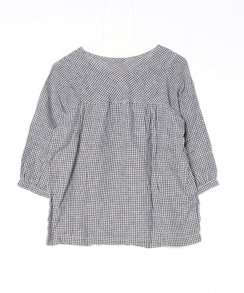 「fog linen work」 チェック柄長袖ブラウス - ブラック レディース_画像2