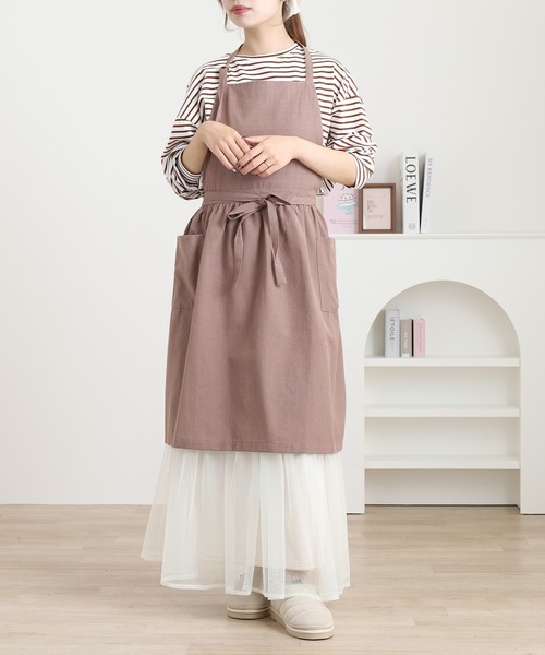 レディース エプロン l'atelier Nuuit（アトリエ ヌイ） エプロン 綿麻ウエストギャザー