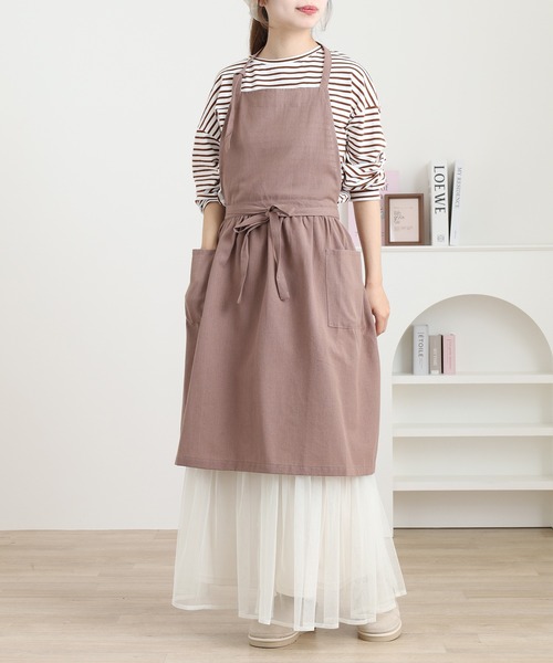 l'atelier Nuuit（アトリエ ヌイ） エプロン 綿麻ウエストギャザー