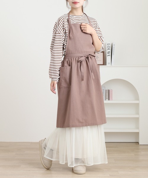 l'atelier Nuuit（アトリエ ヌイ） エプロン 綿麻ウエストギャザー