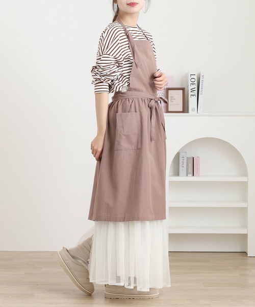 l'atelier Nuuit（アトリエ ヌイ） エプロン 綿麻ウエストギャザー