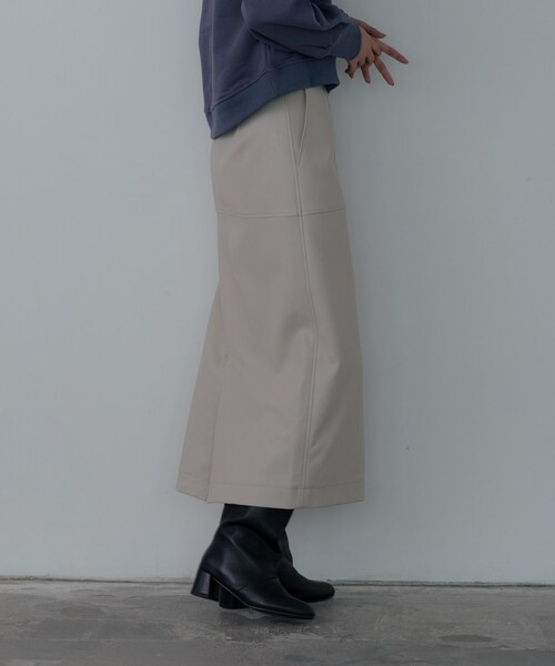 INDIVI GALLEST スカート 「セットアップ対応」シンセティックレザー