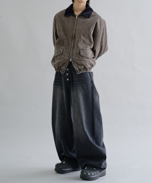 ブルゾン アウター Corduroy Collar Tucked Duck Jacket