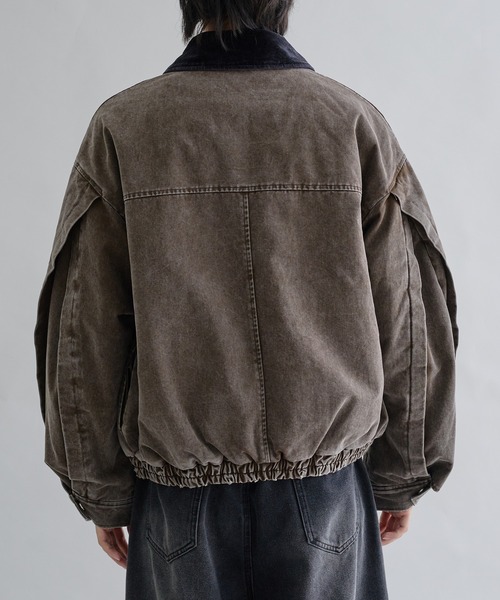 ブルゾン アウター Corduroy Collar Tucked Duck Jacket