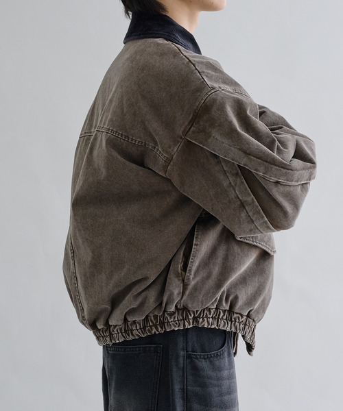 ブルゾン アウター Corduroy Collar Tucked Duck Jacket 