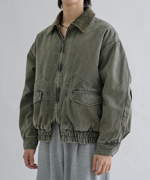 ブルゾン アウター Corduroy Collar Tucked Duck Jacket