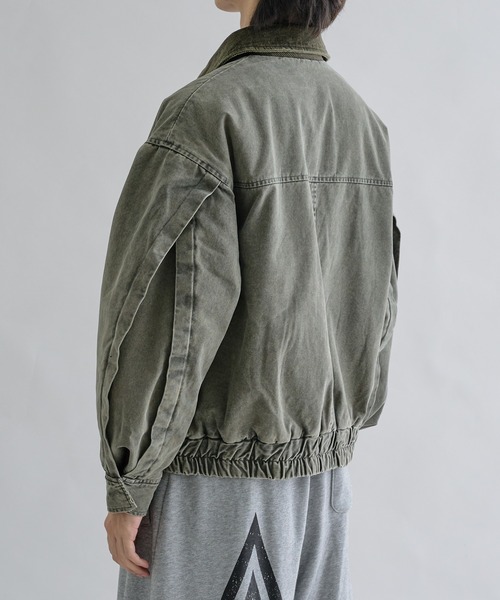 ブルゾン アウター Corduroy Collar Tucked Duck Jacket