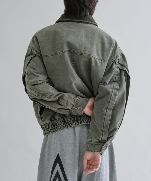 ブルゾン アウター Corduroy Collar Tucked Duck Jacket