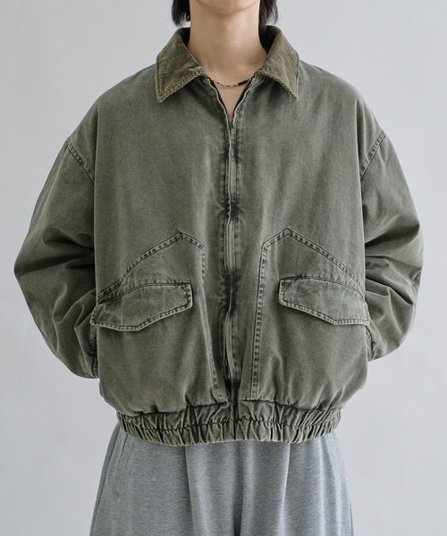 ブルゾン アウター Corduroy Collar Tucked Duck Jacket