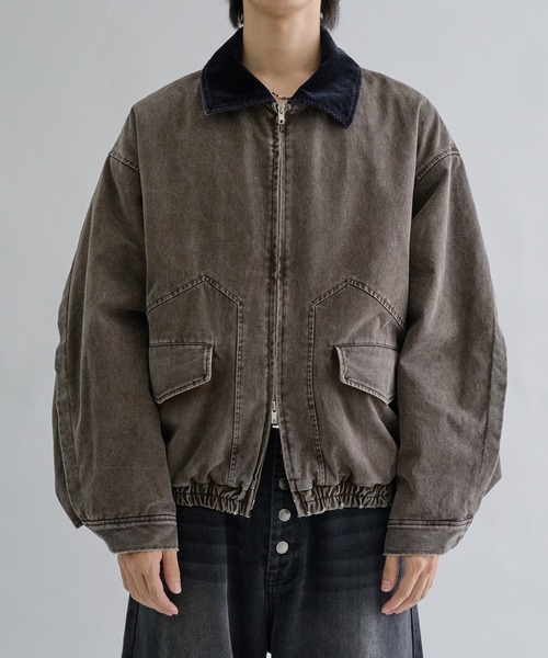 ブルゾン アウター Corduroy Collar Tucked Duck Jacket