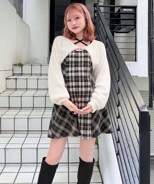 NOMAE（ノーマエ） ワンピース シャギーボレロミニチェックワンピース