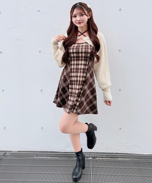 NOMAE（ノーマエ） ワンピース シャギーボレロミニチェックワンピース
