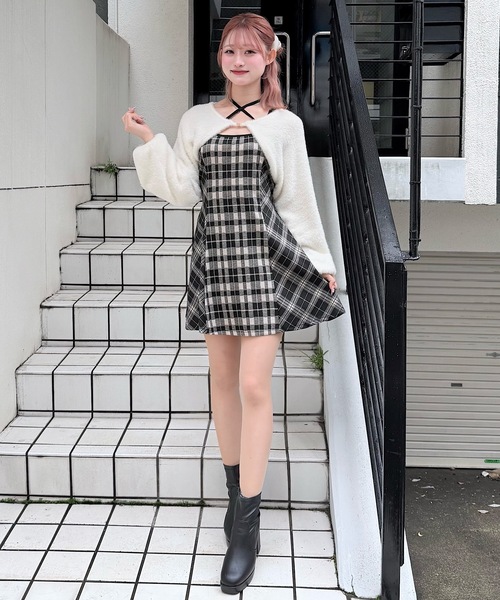 NOMAE（ノーマエ） ワンピース シャギーボレロミニチェックワンピース