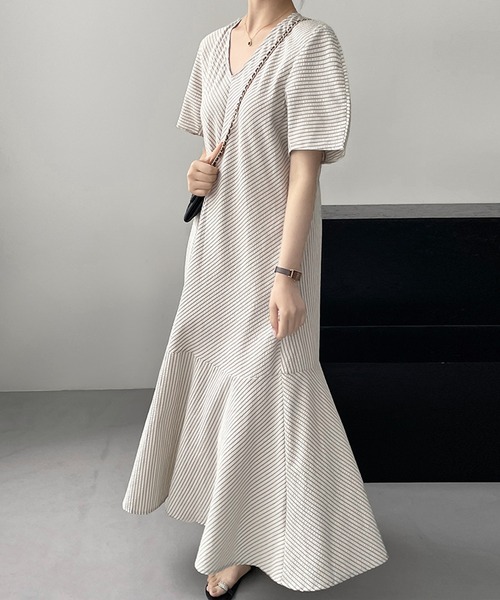 「BANICO」 半袖ワンピース LARGE グレー レディース_画像5