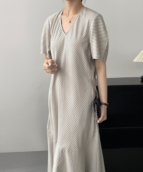 「BANICO」 半袖ワンピース LARGE グレー レディース_画像7