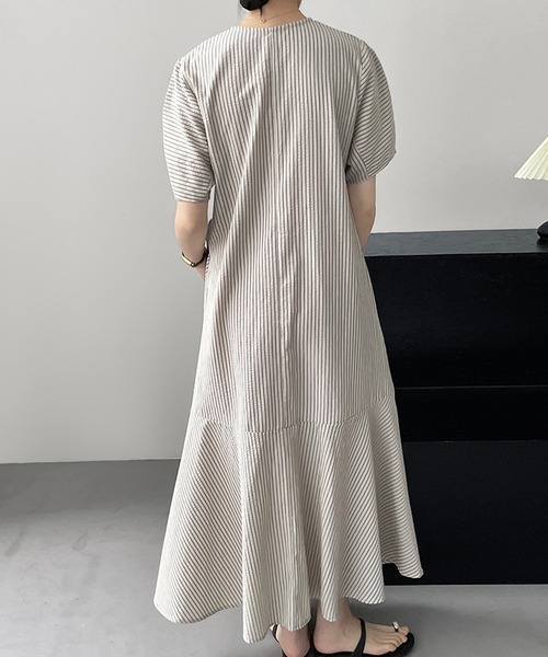 「BANICO」 半袖ワンピース LARGE グレー レディース_画像9