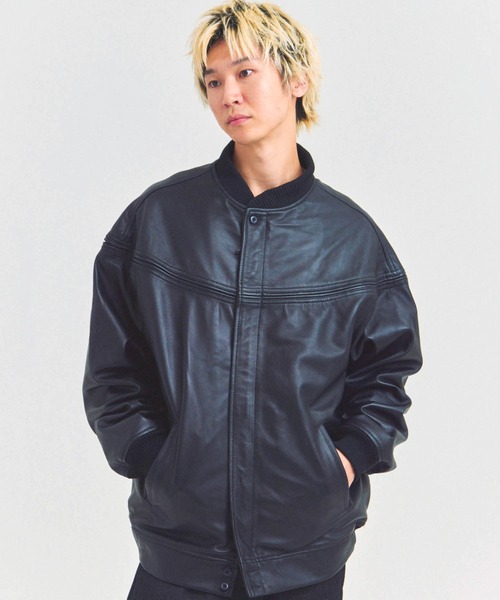 コート ジャケット Town craft leather derby jacket メンズ レディースの画像