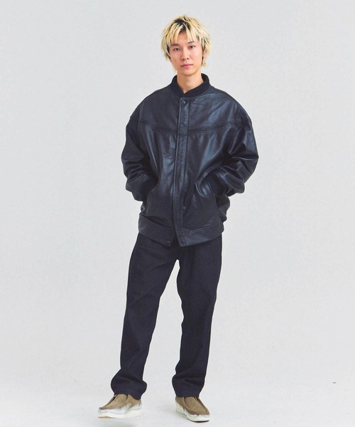 コート ジャケット Town craft leather derby jacket メンズ レディースの画像