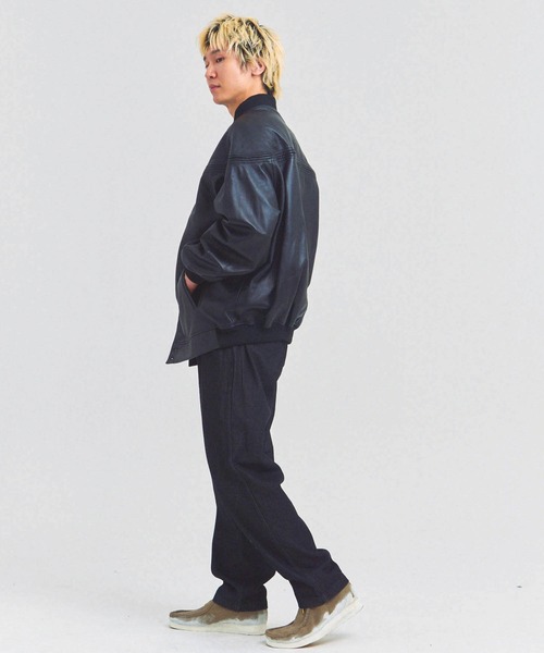 コート ジャケット Town craft leather derby jacket メンズ レディースの画像