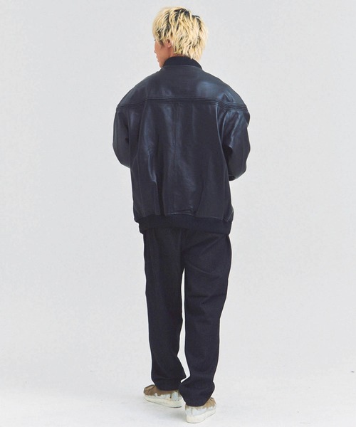 コート ジャケット Town craft leather derby jacket メンズ レディースの画像