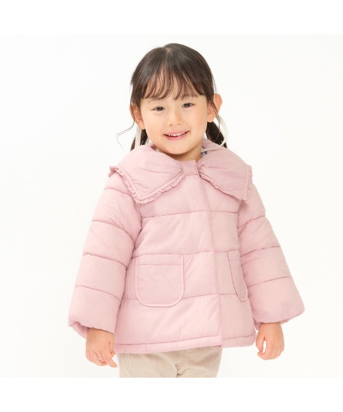Crescent コート アウター リボン衿ナイロン中綿ジャケット キッズ