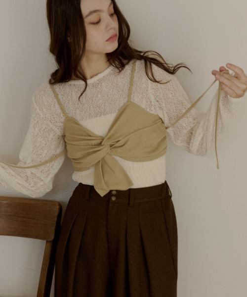 新品未使用 OLUN クロスデザインビスチェ チェック cross design bustier/クロスデザインビスチェ（その他トップス