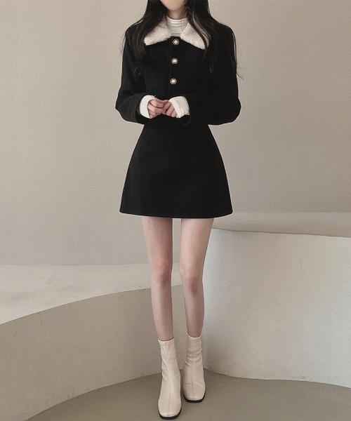 Aelina セットアップ ショート襟付きジャケット＆スカートセットアップ