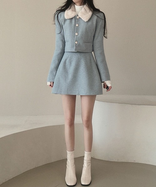 新品 アディダス セットアップ プリーツスカート プライムニット 襟