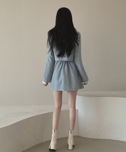 Aelina セットアップ ショート襟付きジャケット＆スカートセットアップ