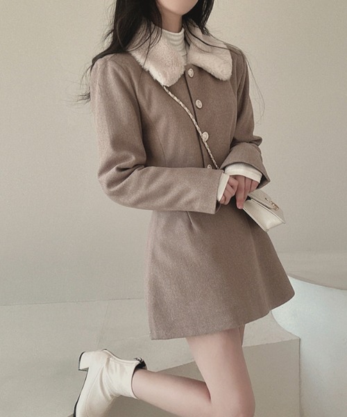 Aelina セットアップ ショート襟付きジャケット＆スカートセットアップ